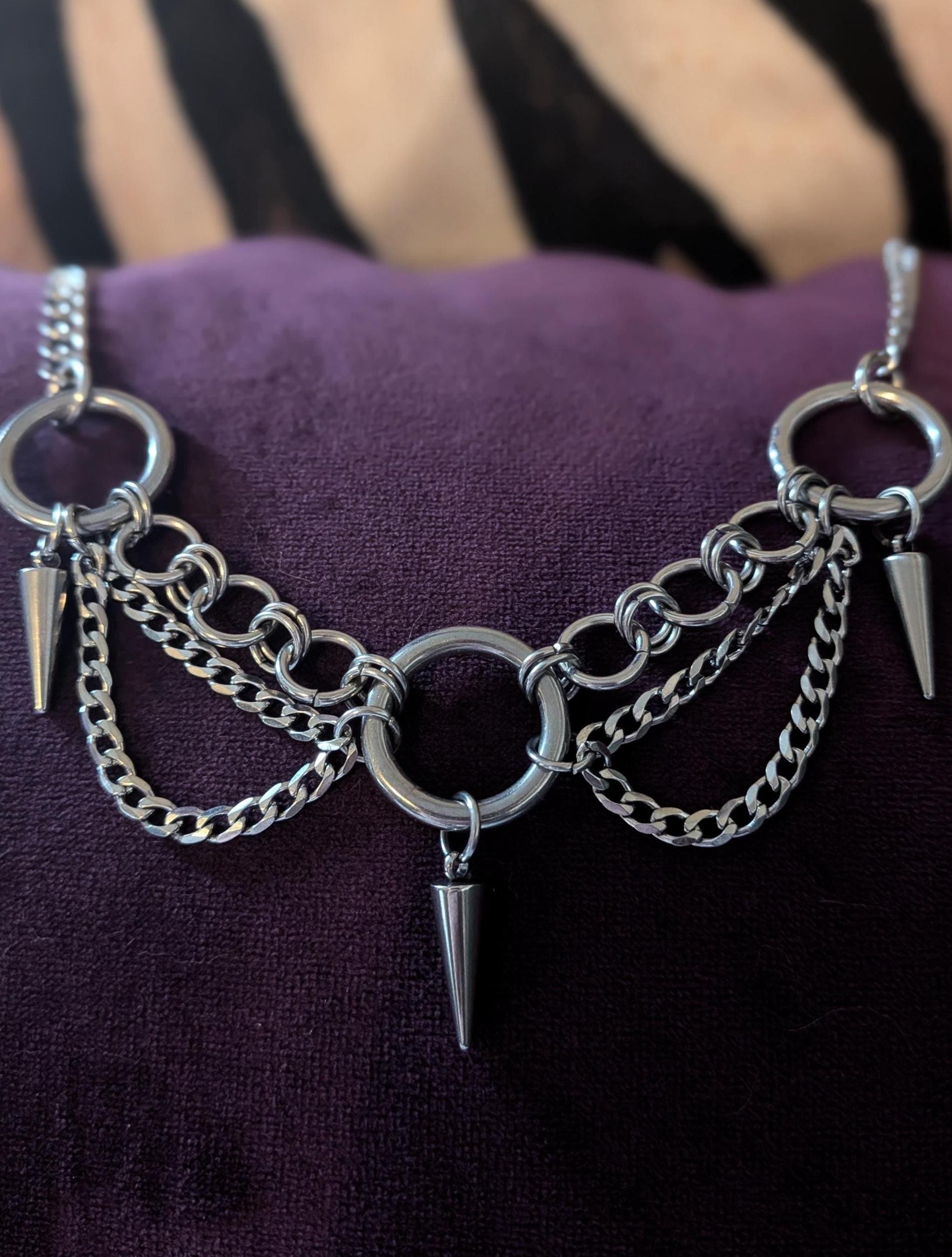 Layered Ring & Spike Choker