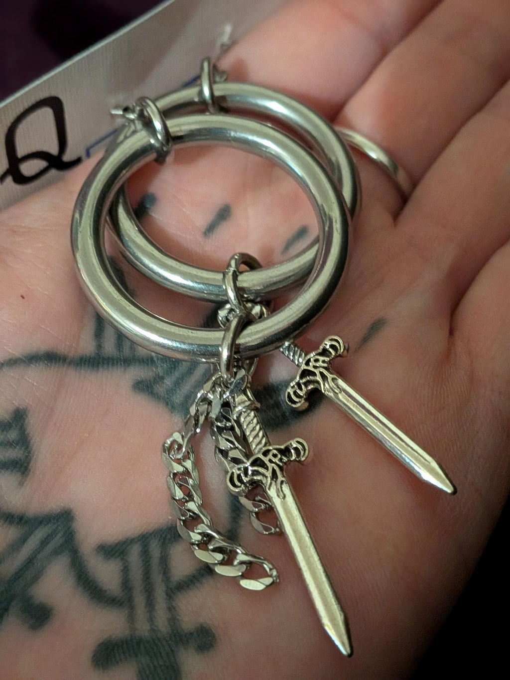 XL Chain & Dagger Earrings