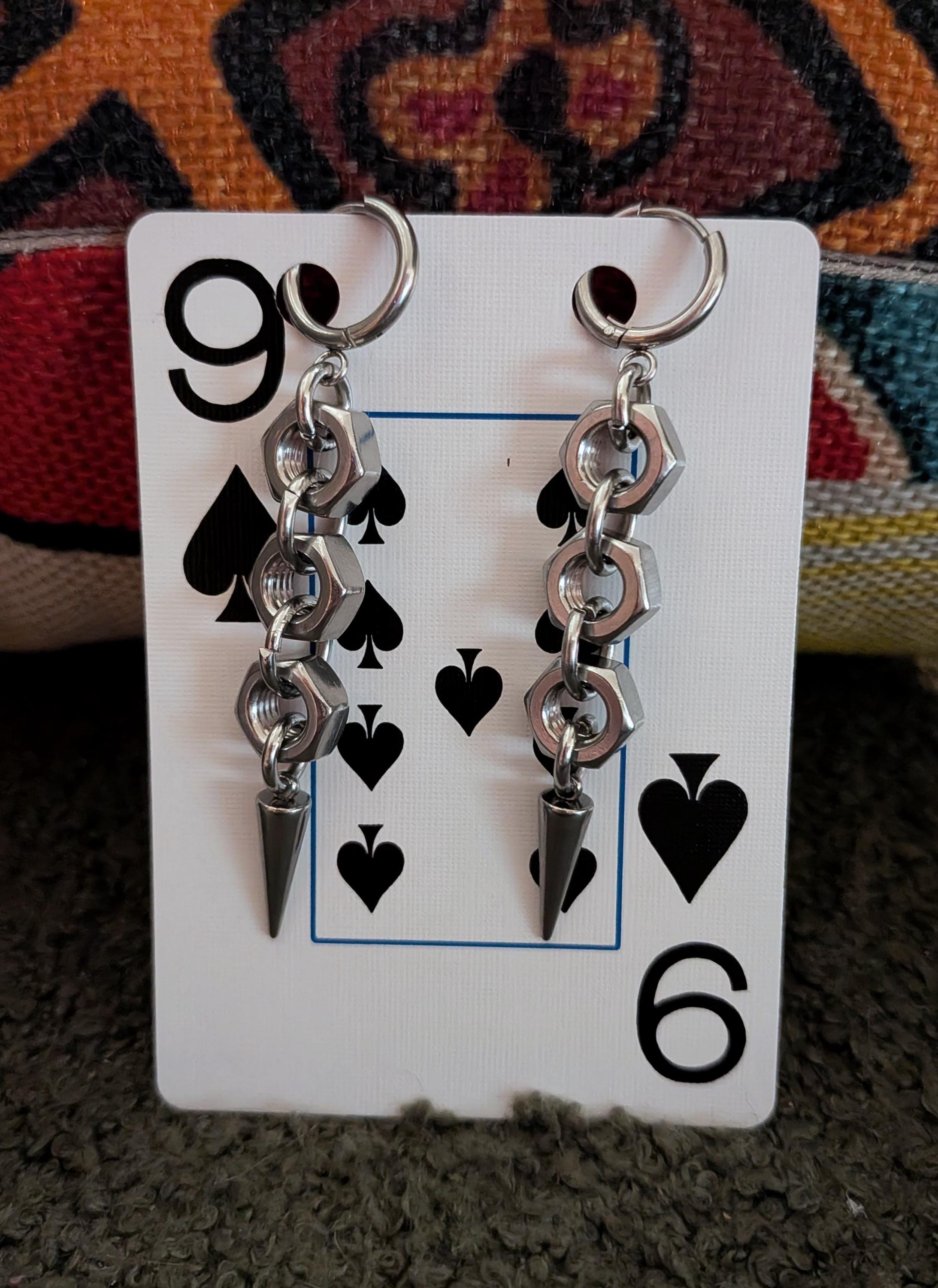 Spike x Hex Nut Dangle Earrings