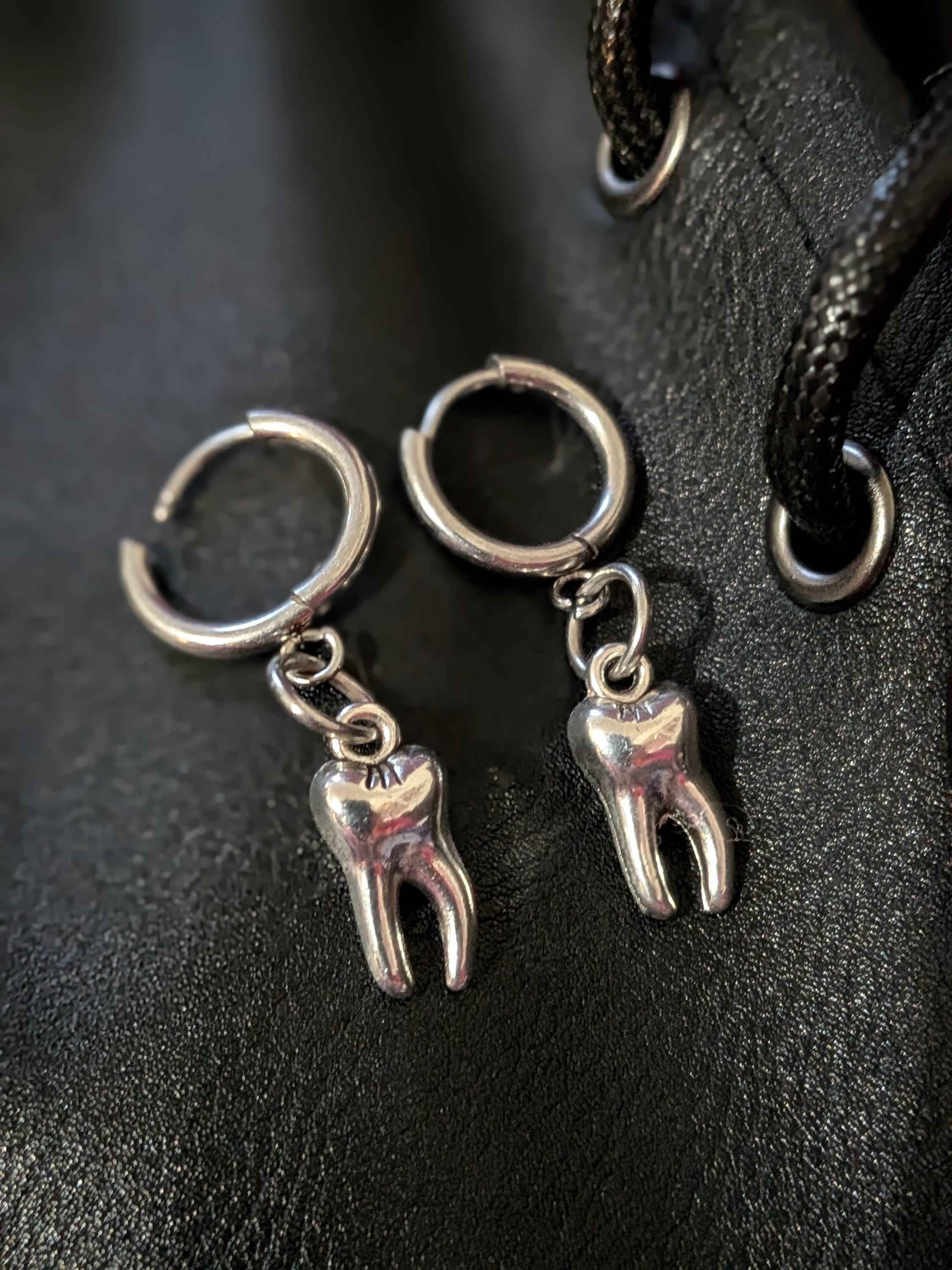 Teeth Charm Hoops
