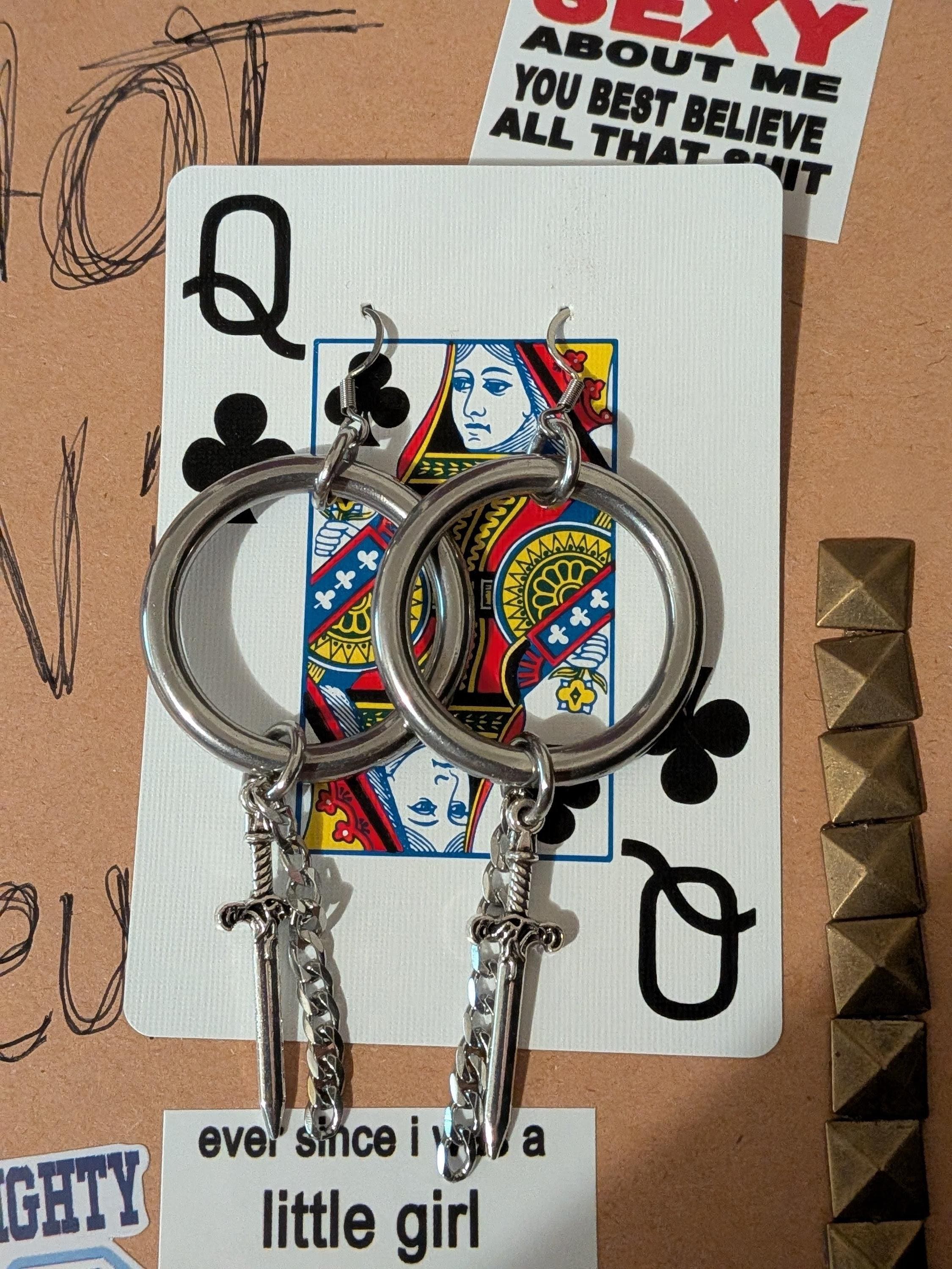 XL Chain & Dagger Earrings