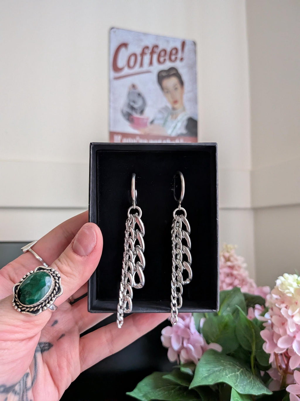 Drop Chain Hoops