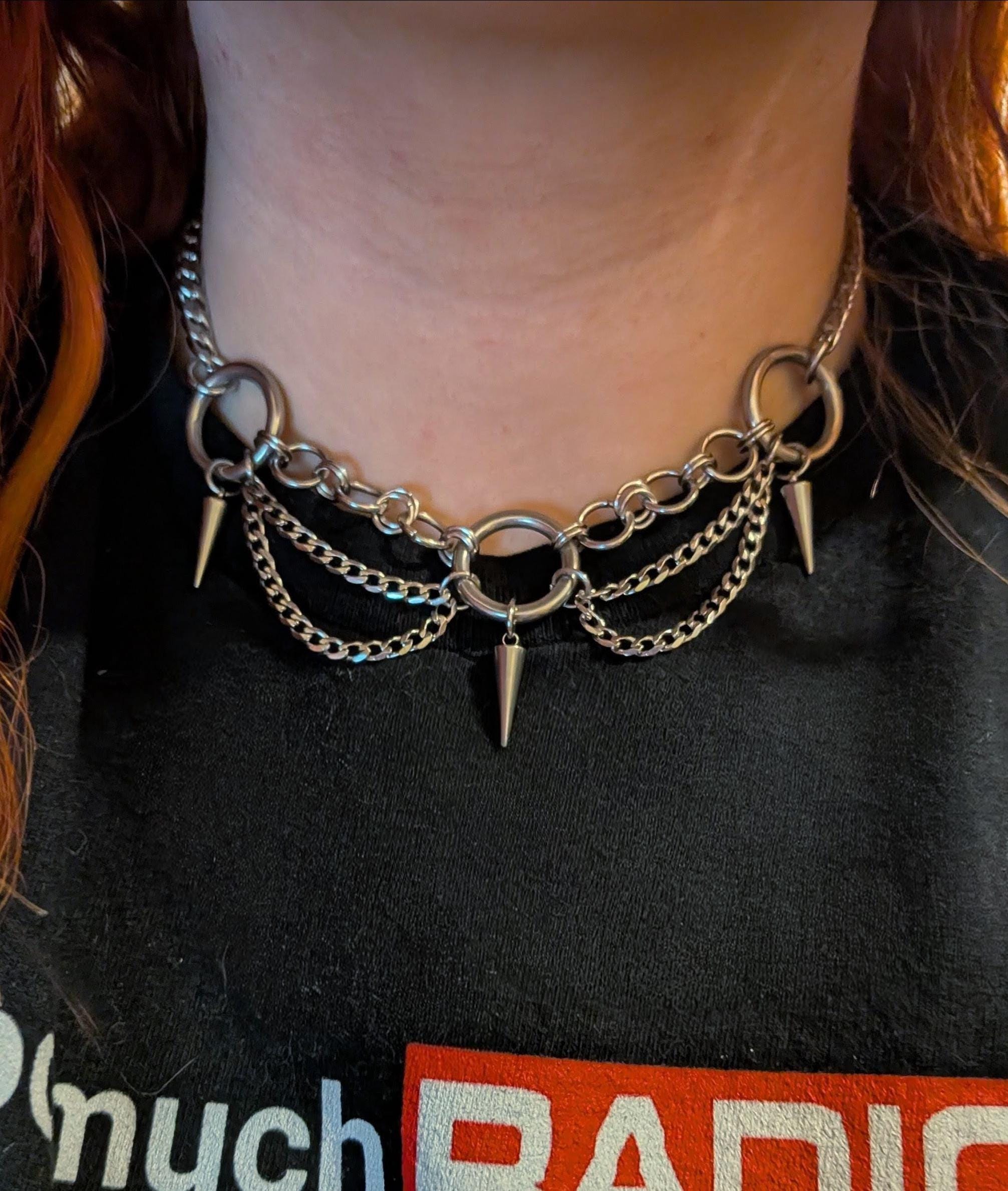 Layered Ring & Spike Choker