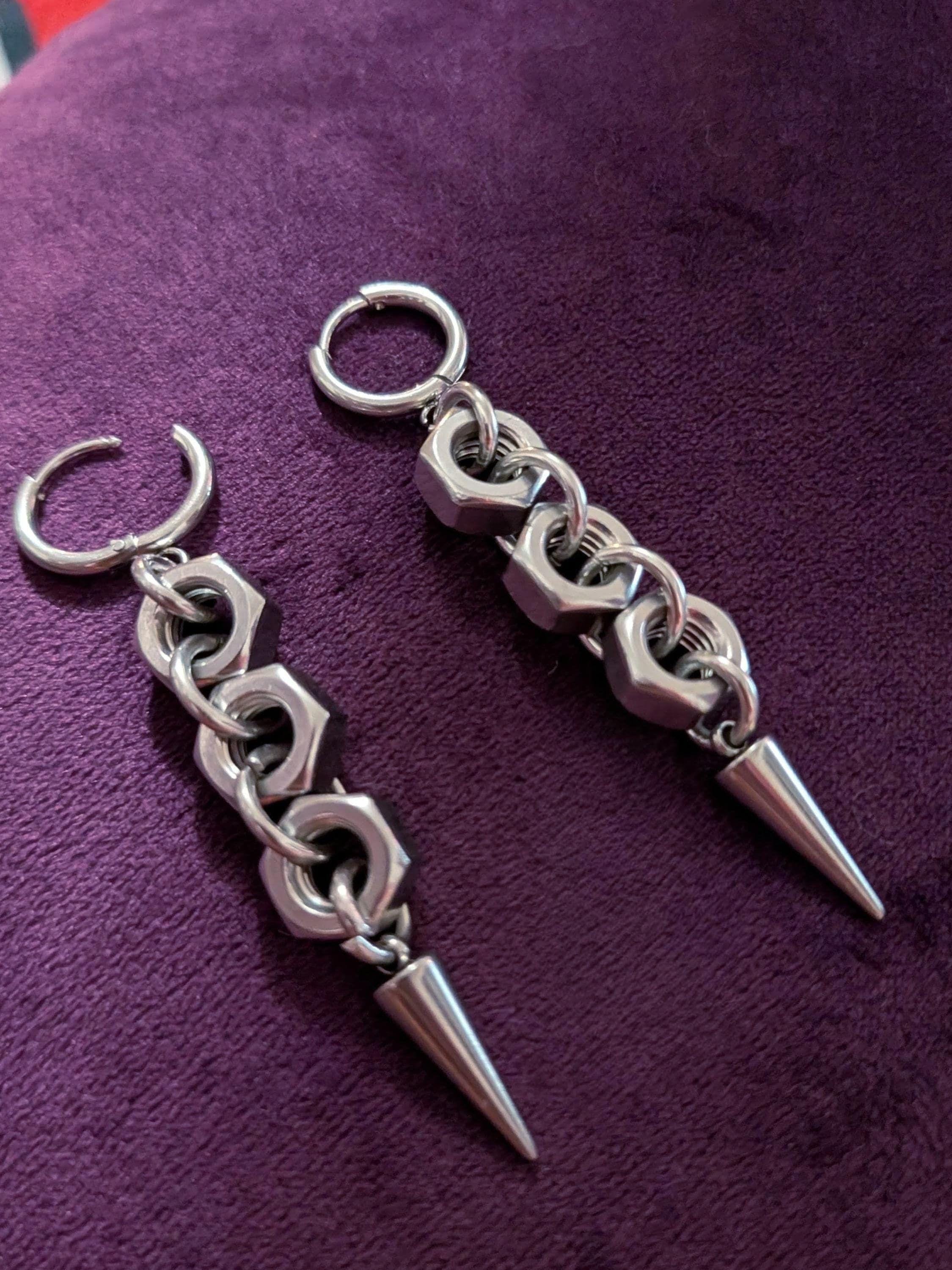 Spike x Hex Nut Dangle Earrings