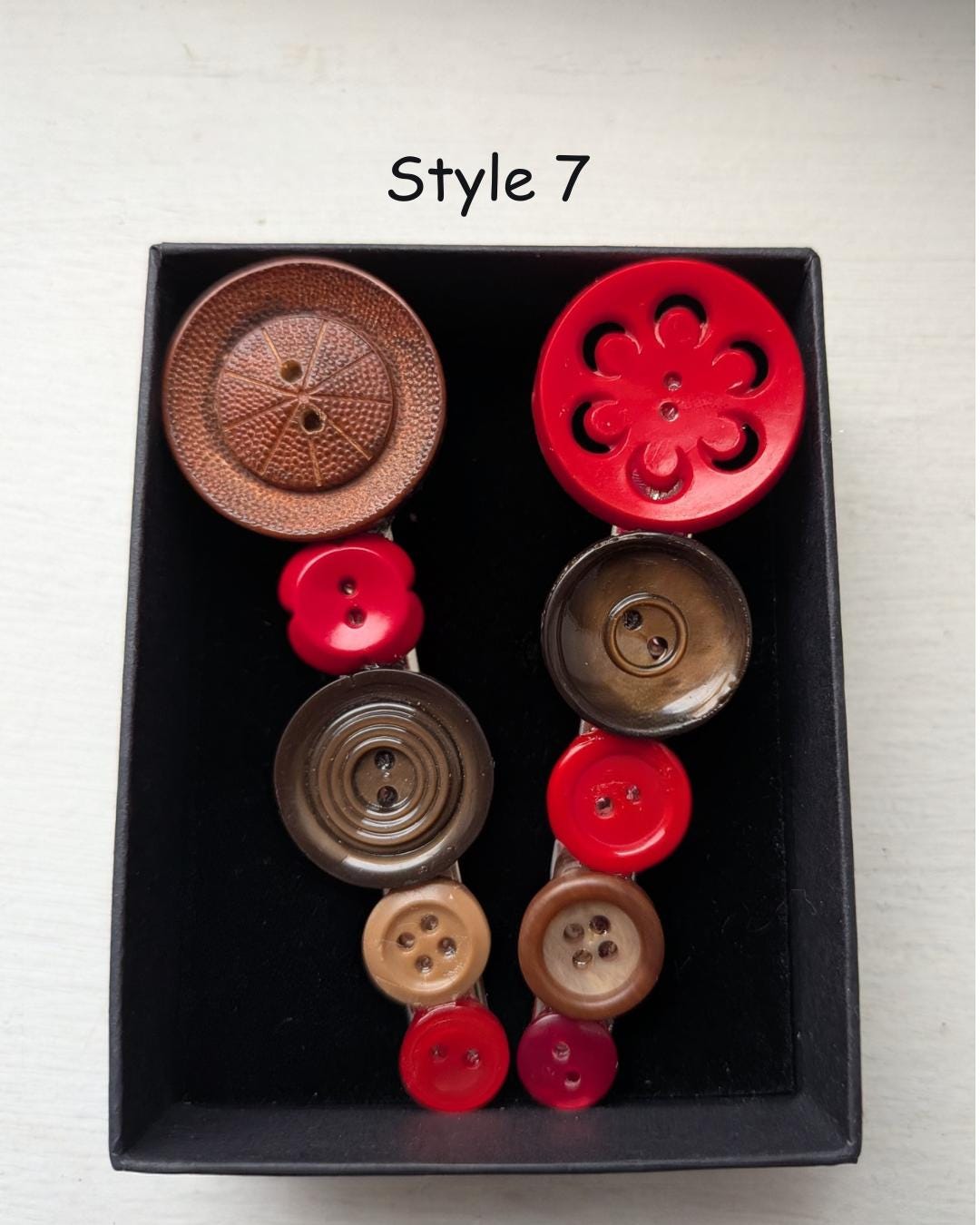 Vintage Button Hair Clip Set