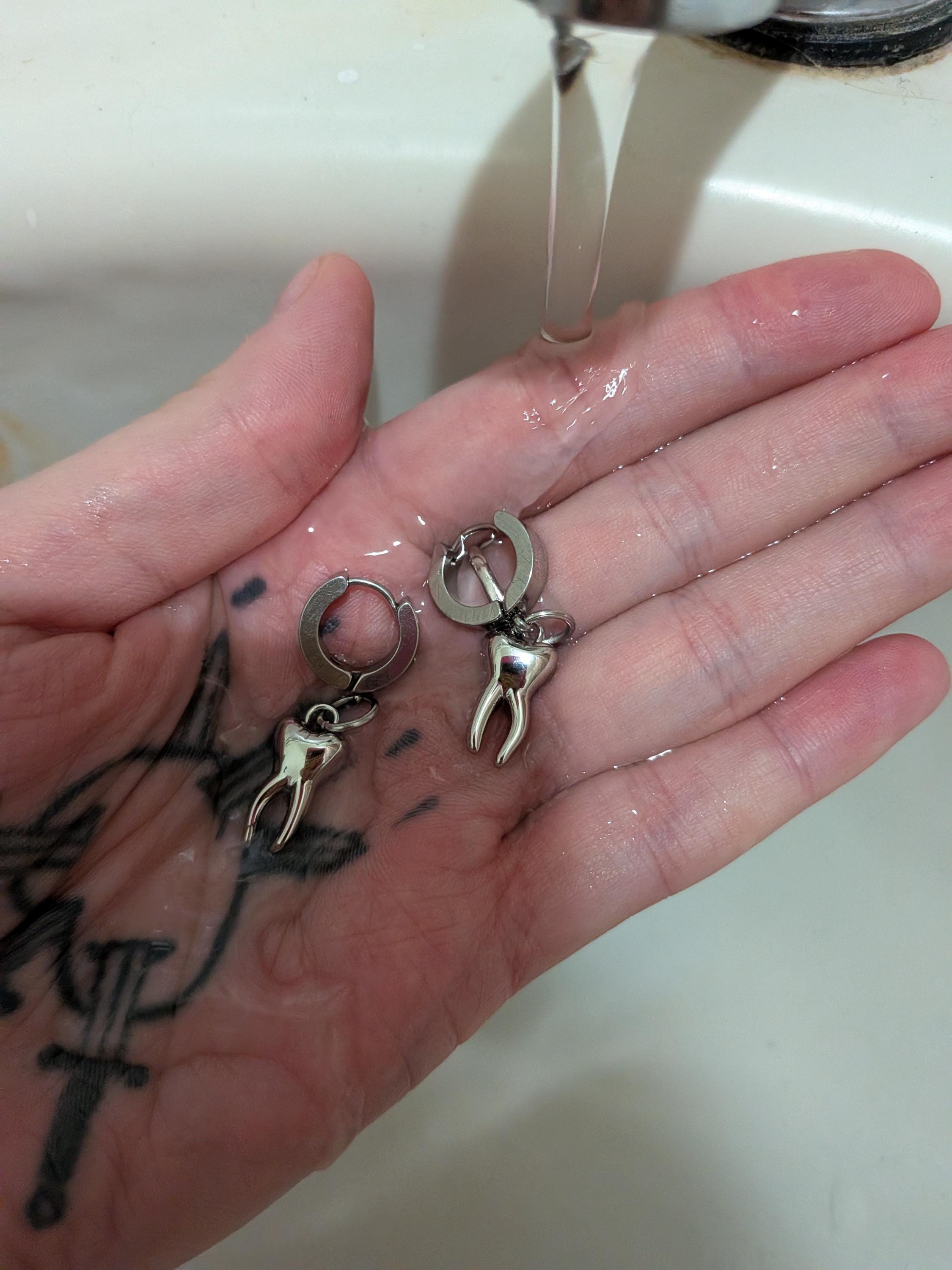 Teeth & Safety Pin Necklace