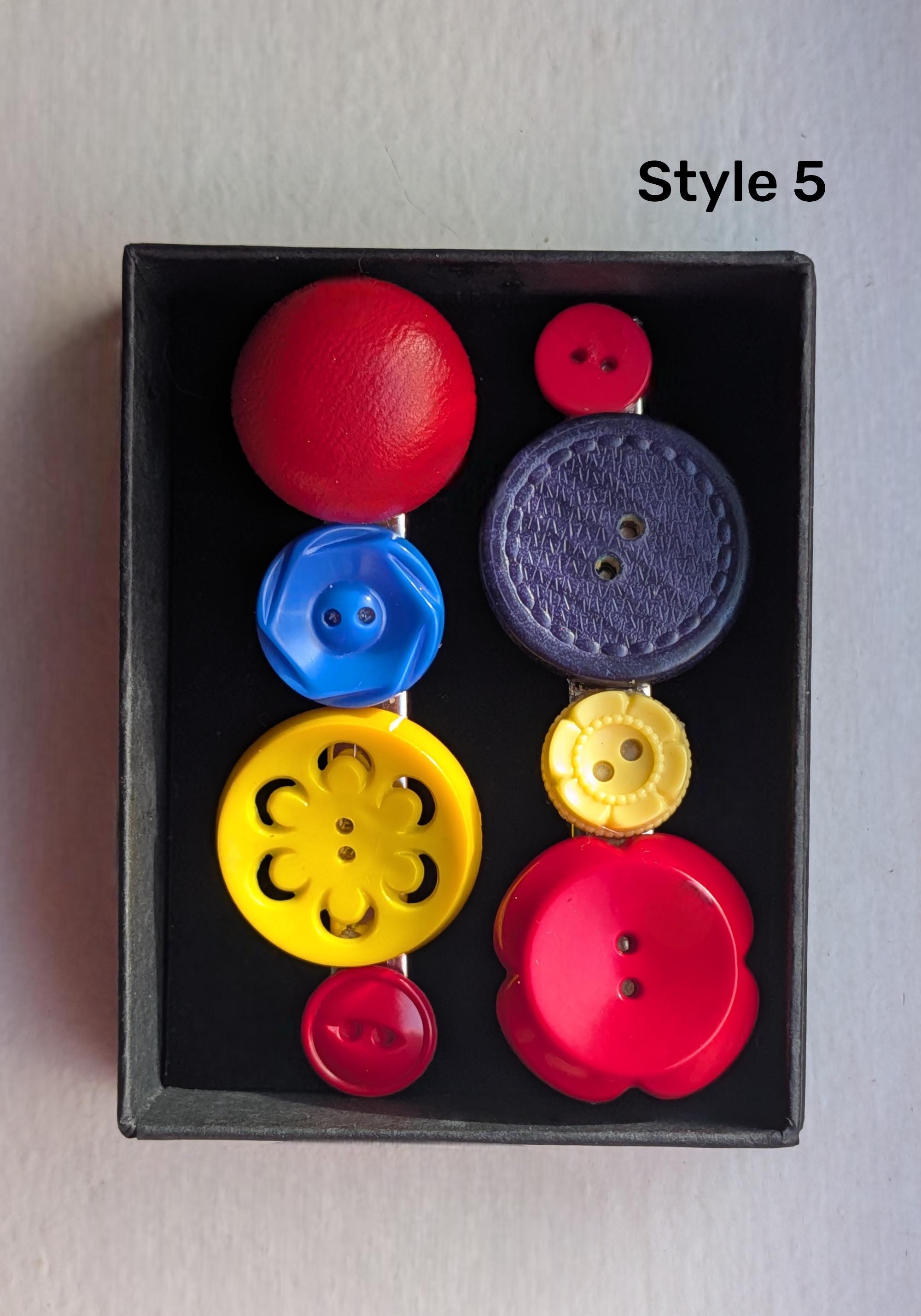 Vintage Button Hair Clip Set