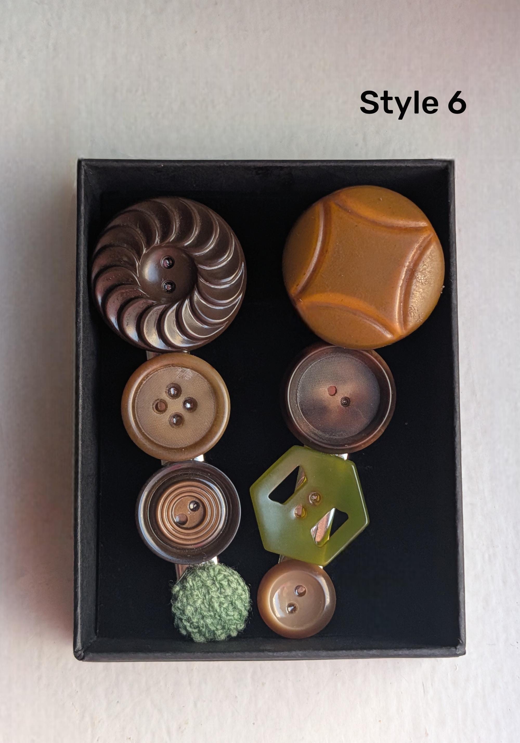 Vintage Button Hair Clip Set