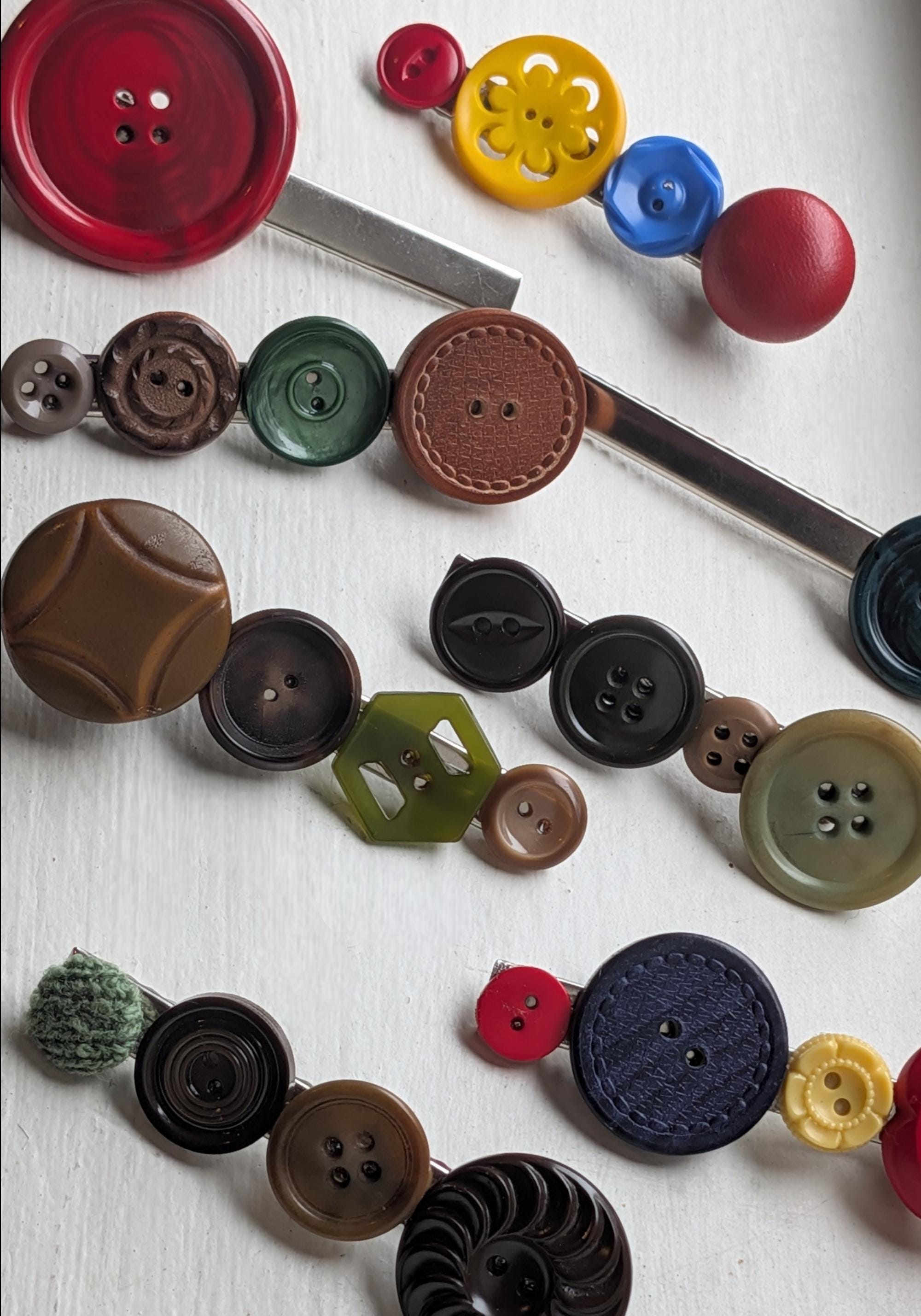 Vintage Button Hair Clip Set