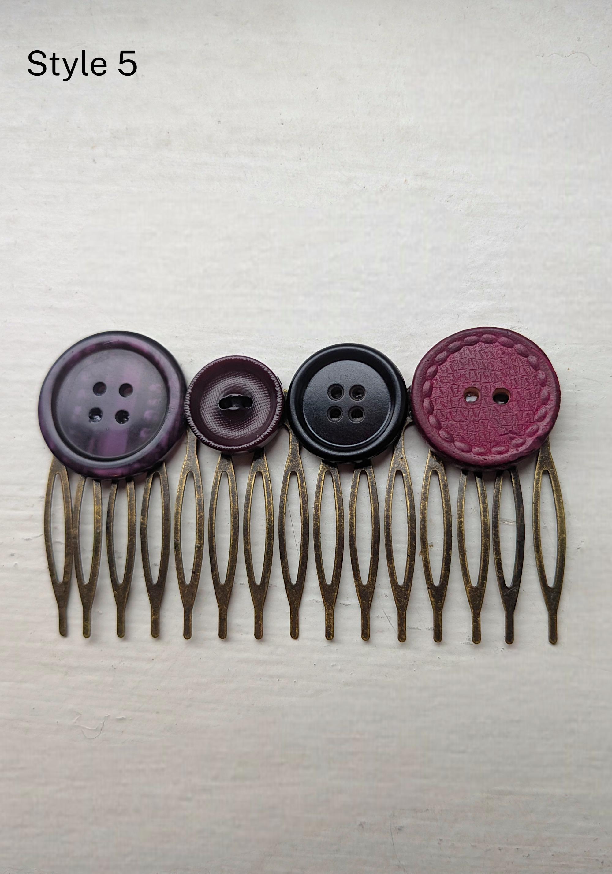 Vintage Button Hair Comb