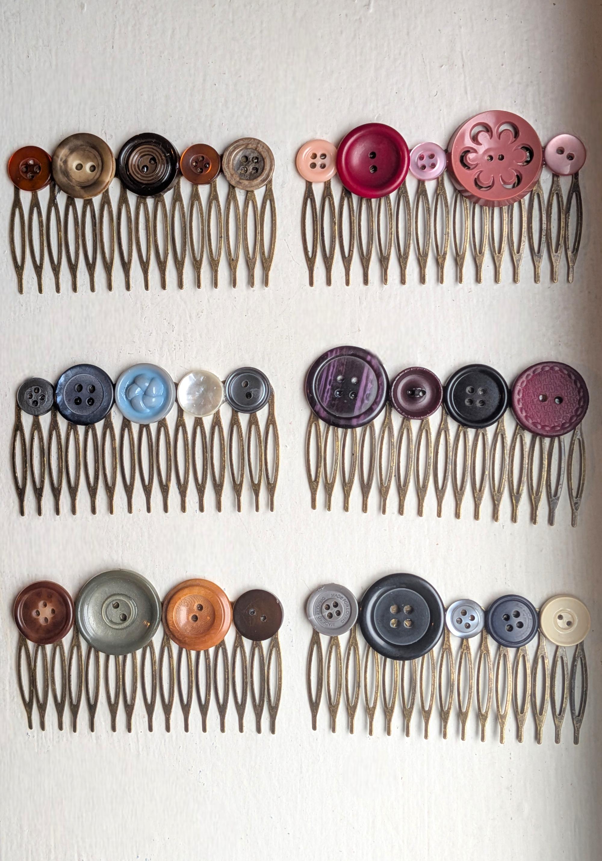 Vintage Button Hair Comb