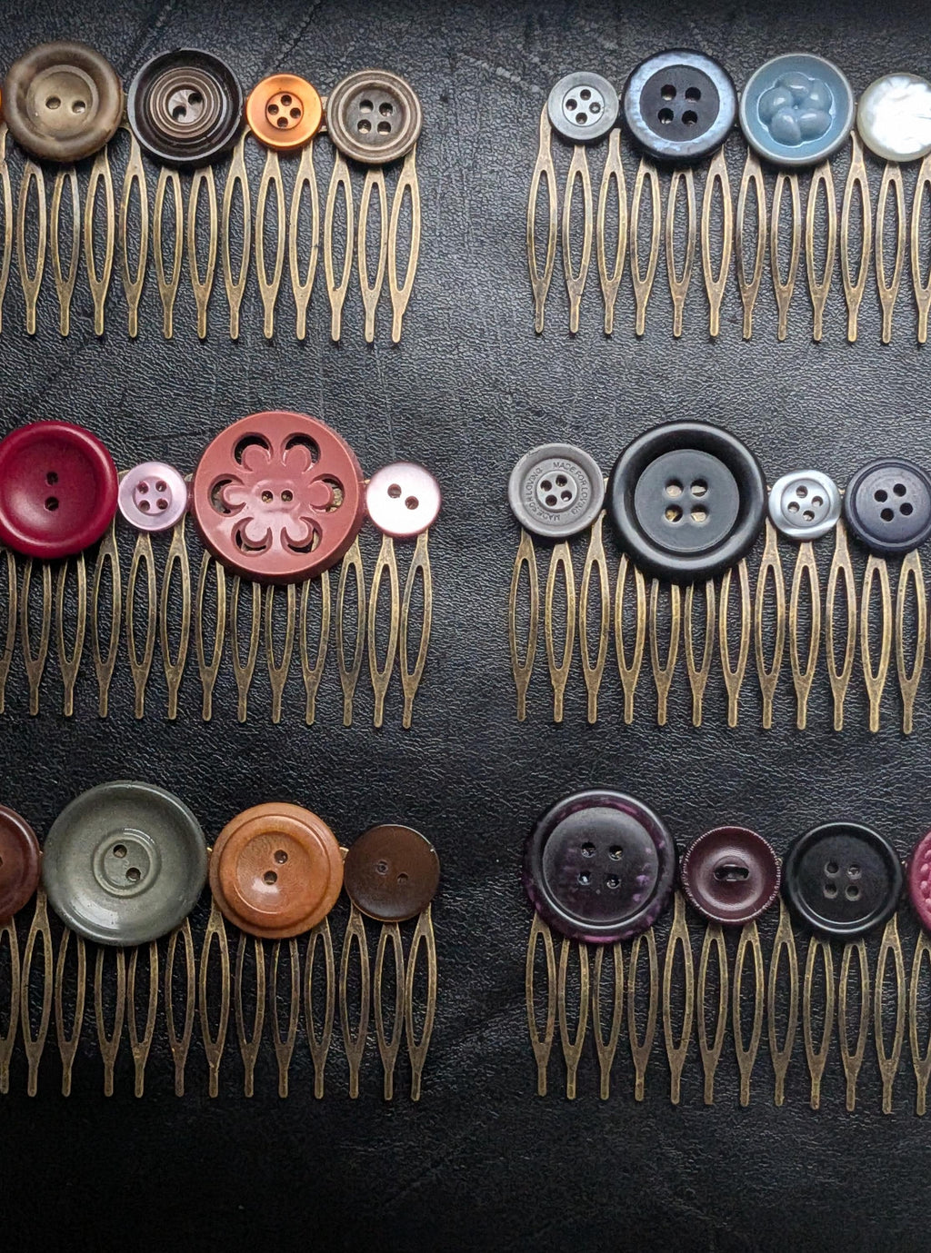 Vintage Button Hair Comb