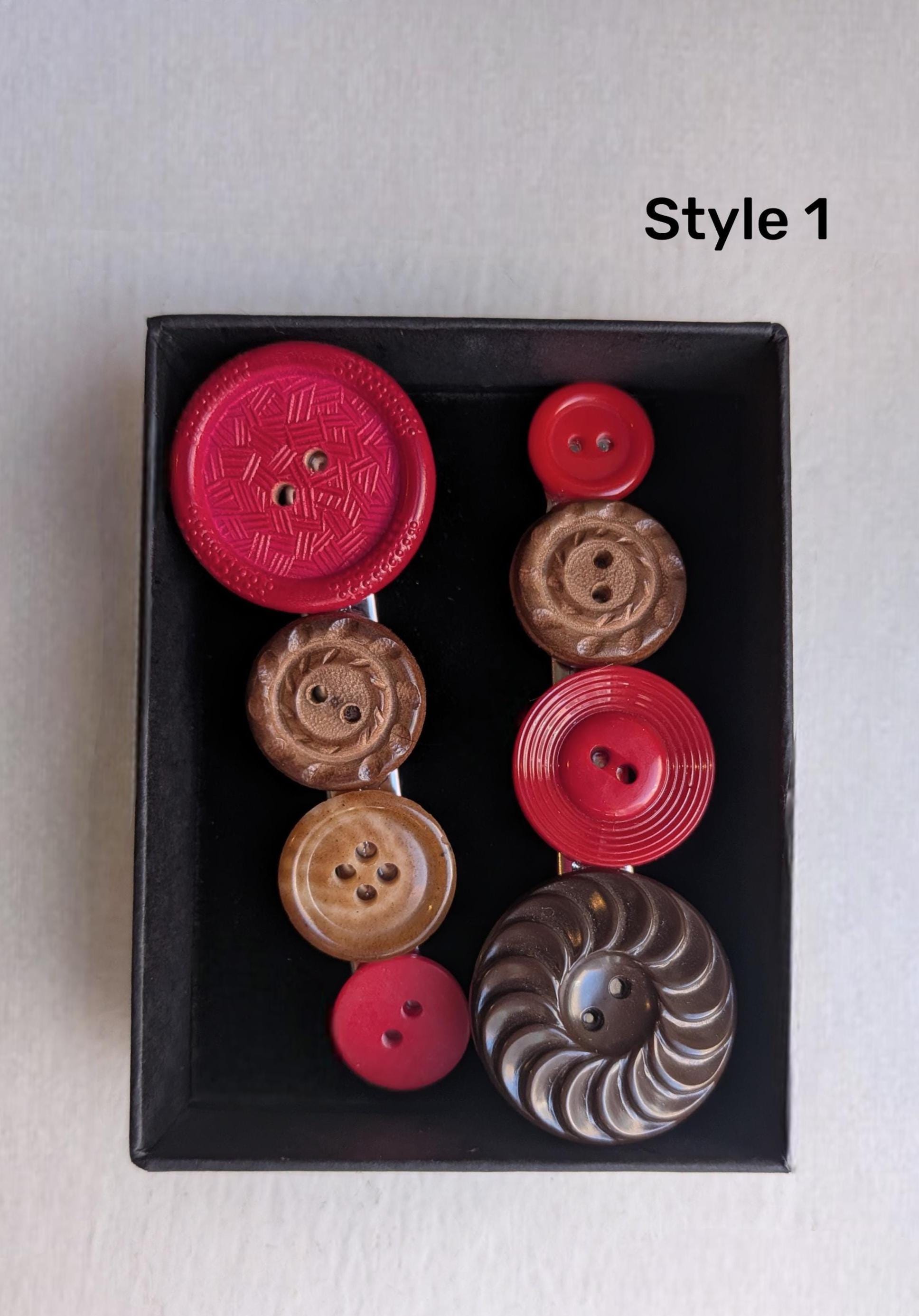 Vintage Button Hair Clip Set
