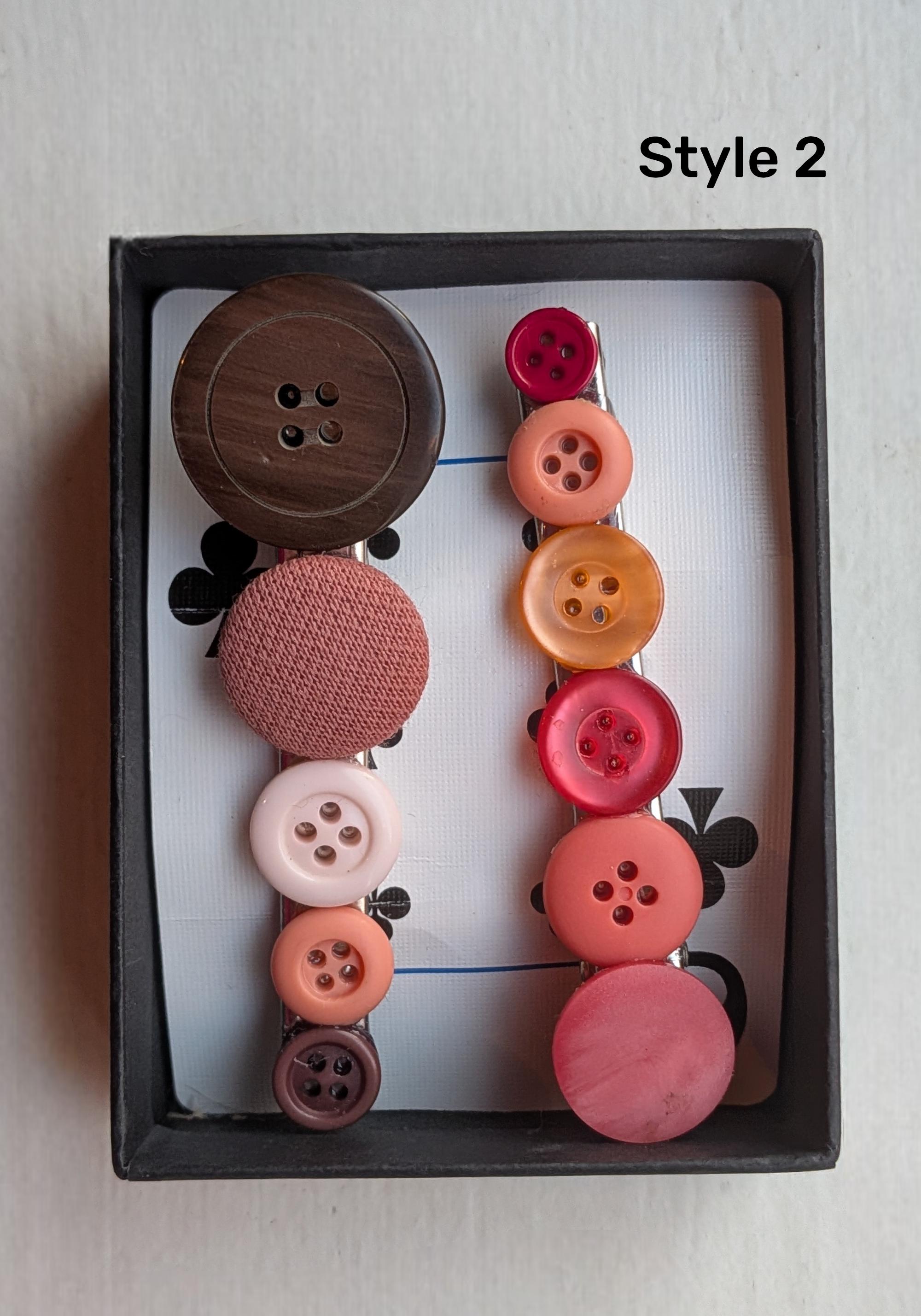 Vintage Button Hair Clip Set