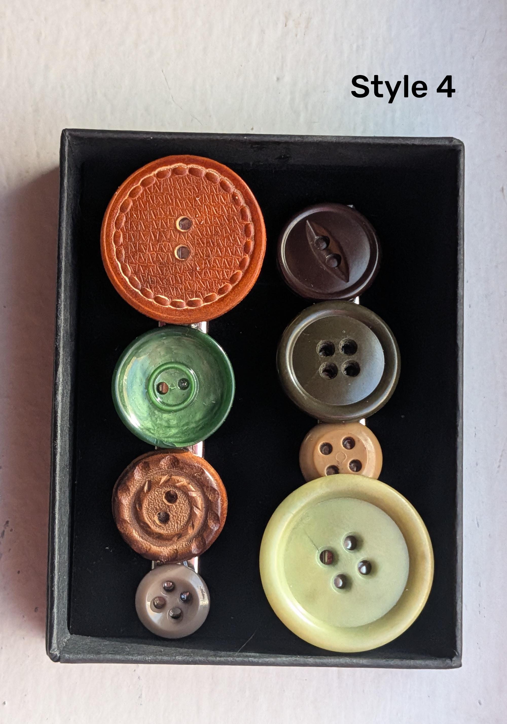 Vintage Button Hair Clip Set