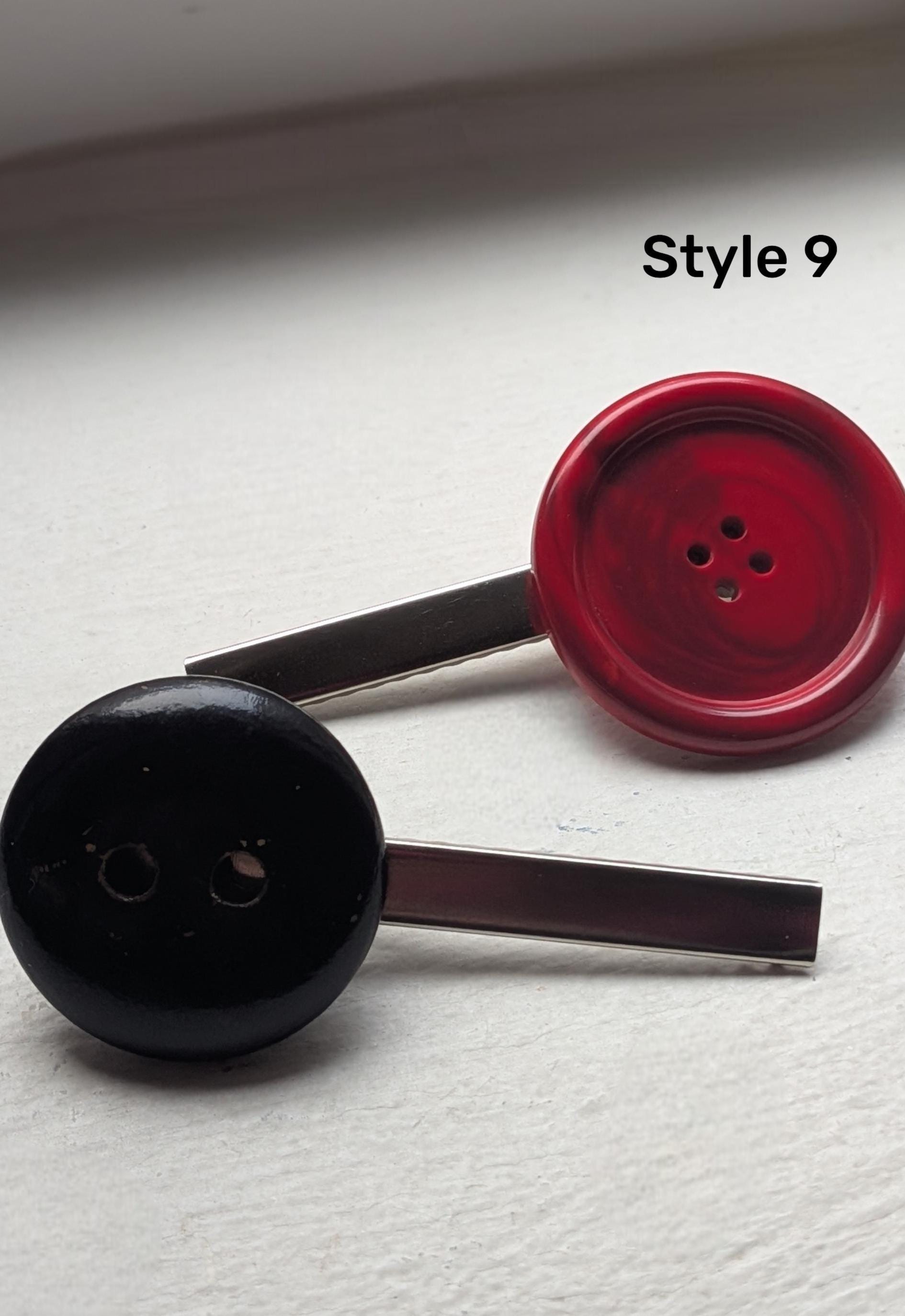 Vintage Button Hair Clip Set