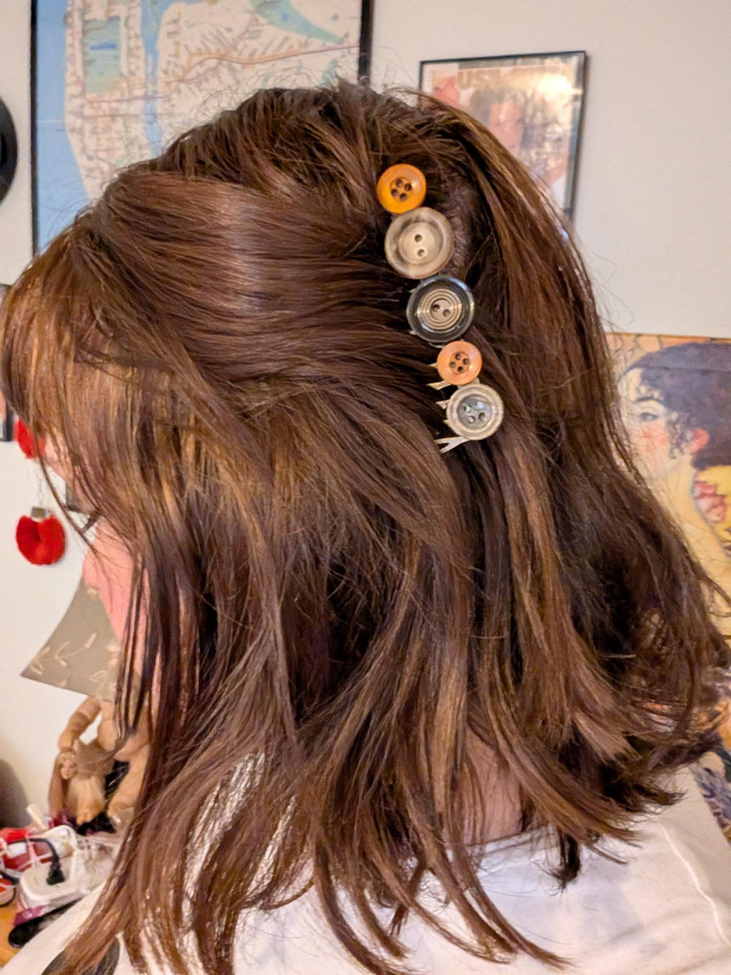 Vintage Button Hair Comb