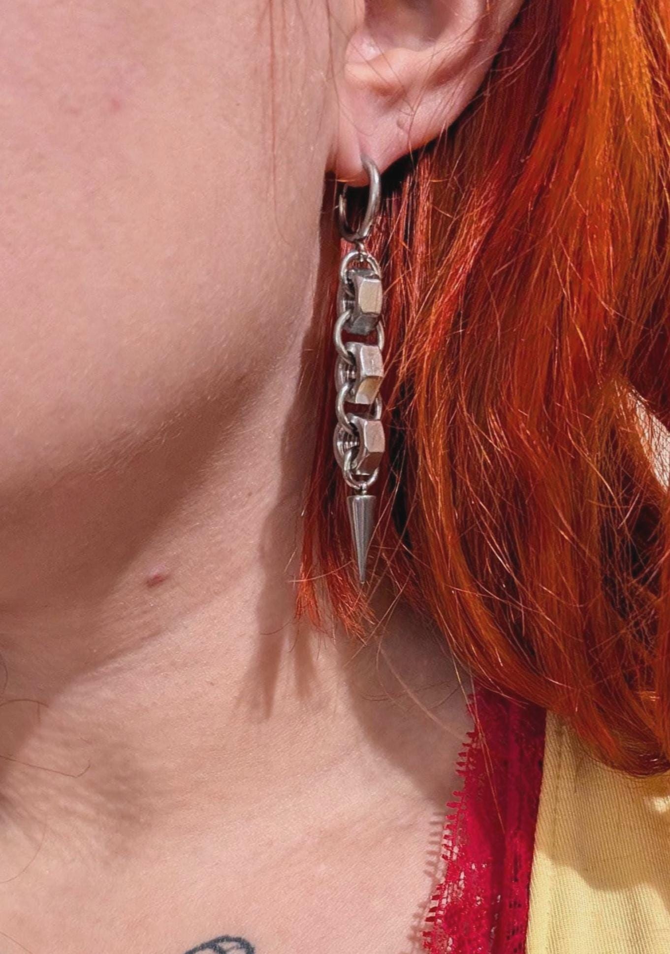 Spike x Hex Nut Dangle Earrings