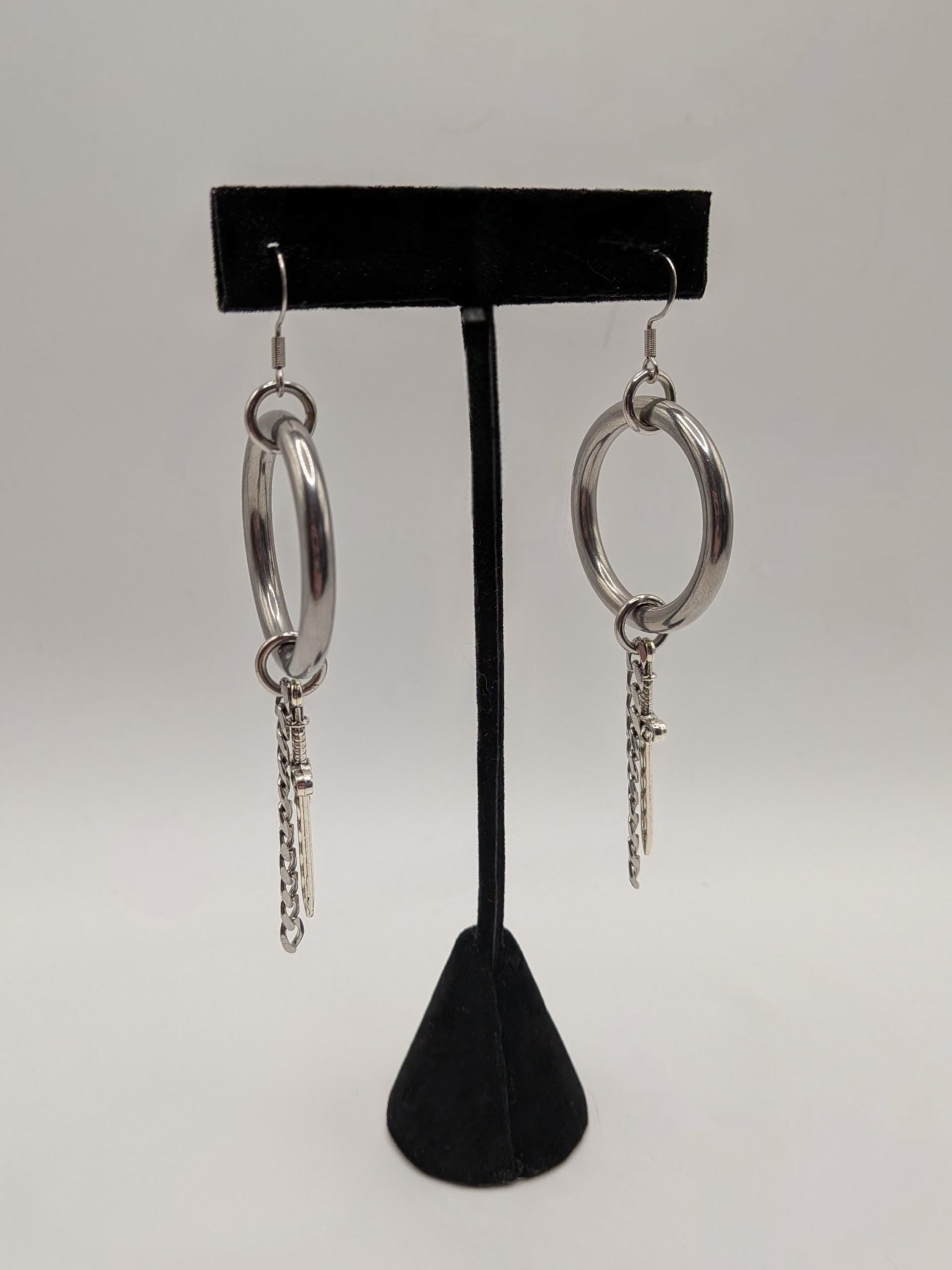 XL Chain & Dagger Earrings
