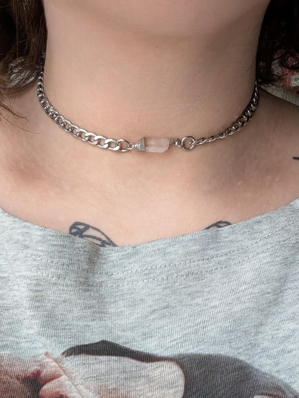 Steel Quartz Necklace
