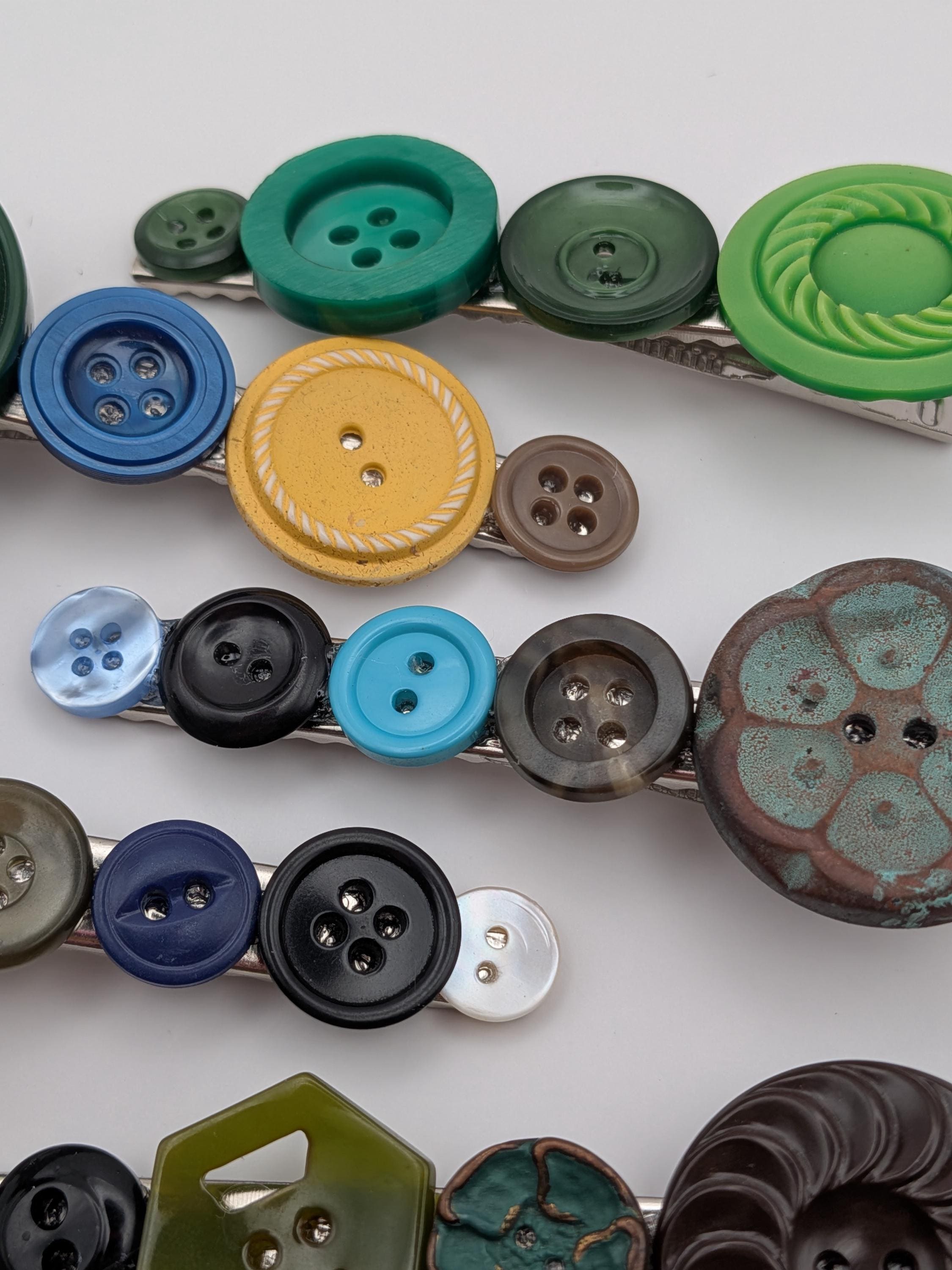 Vintage Button Hair Clip Set