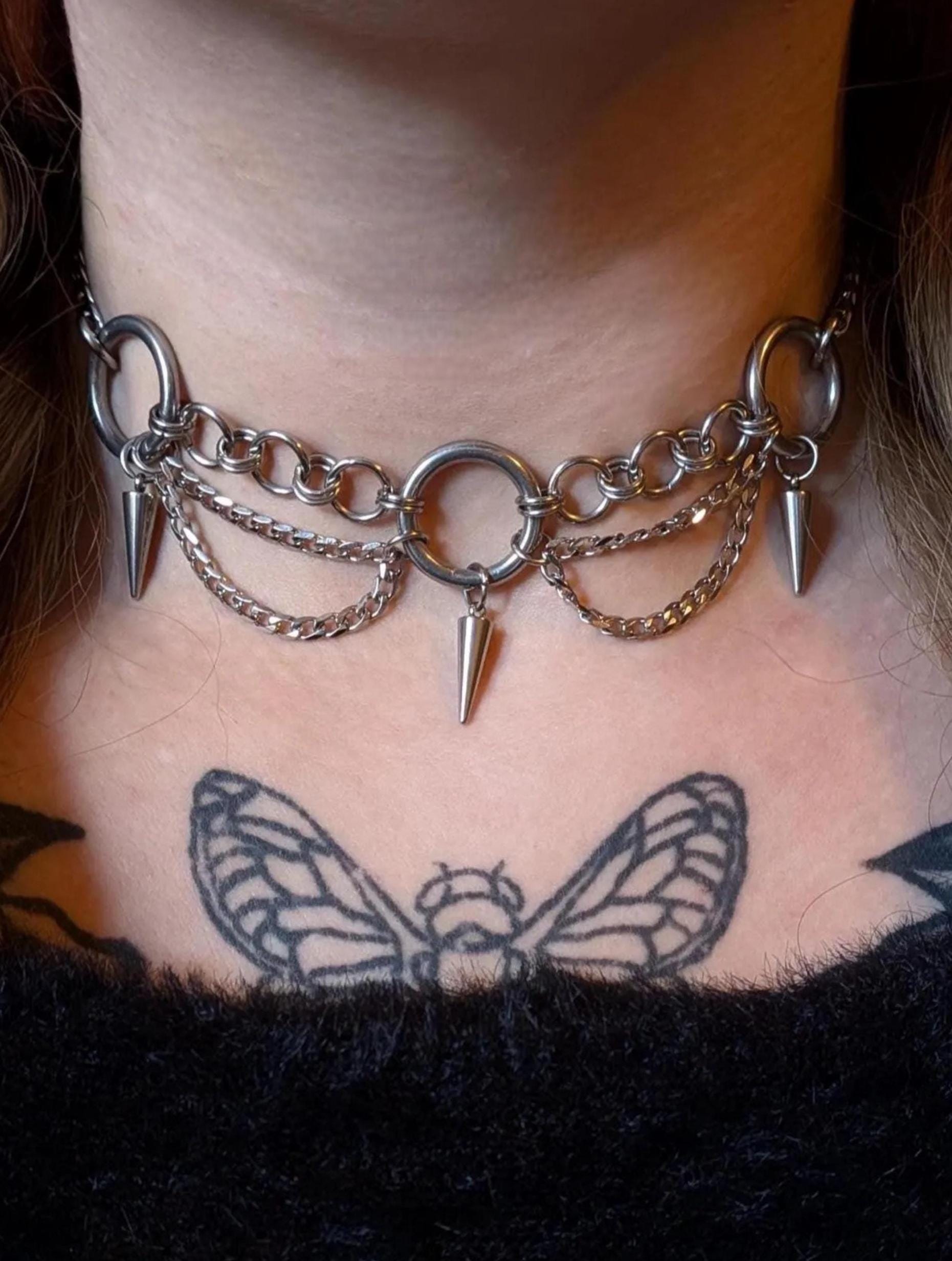 Layered Ring & Spike Choker