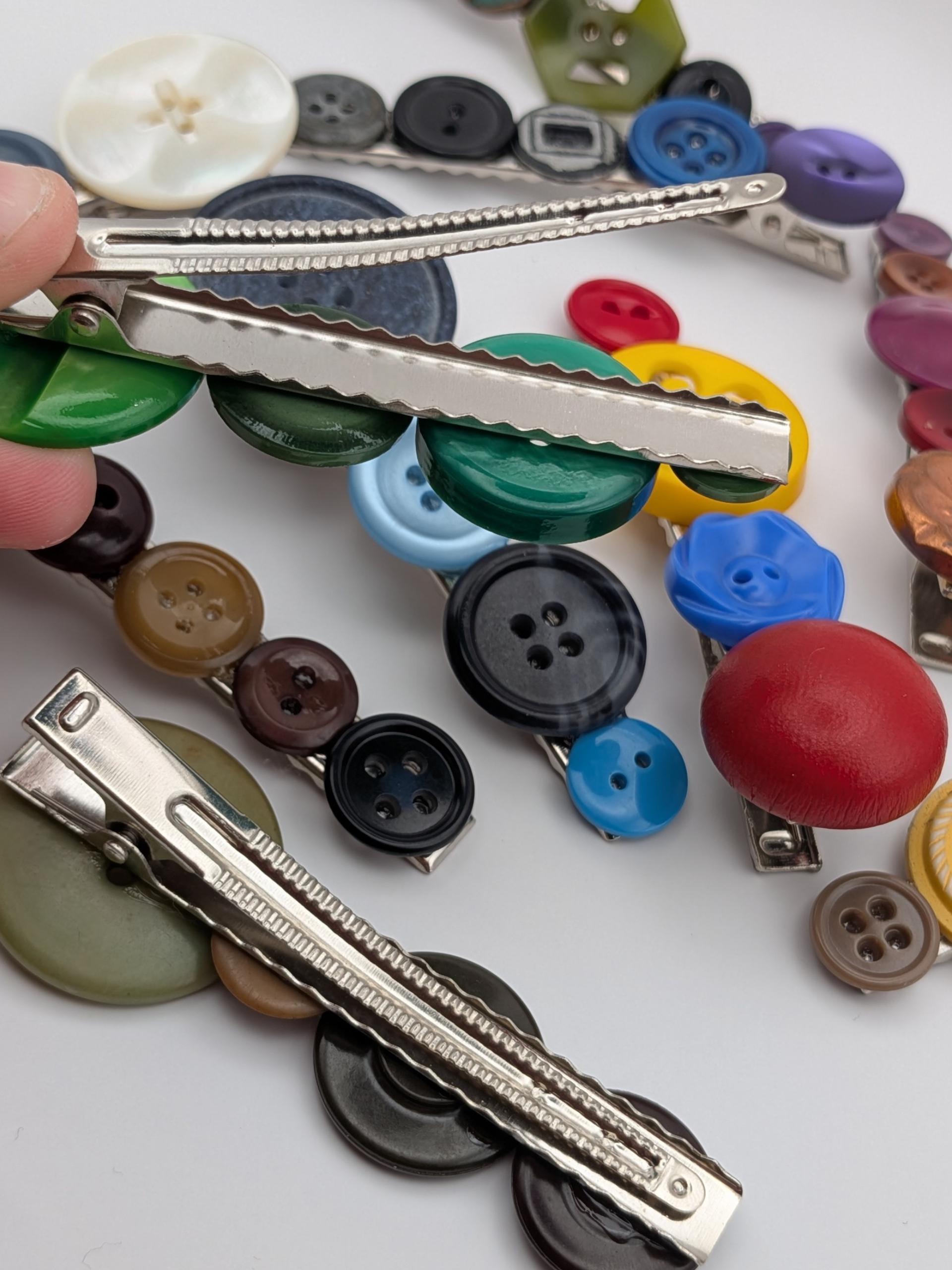 Vintage Button Hair Clip Set