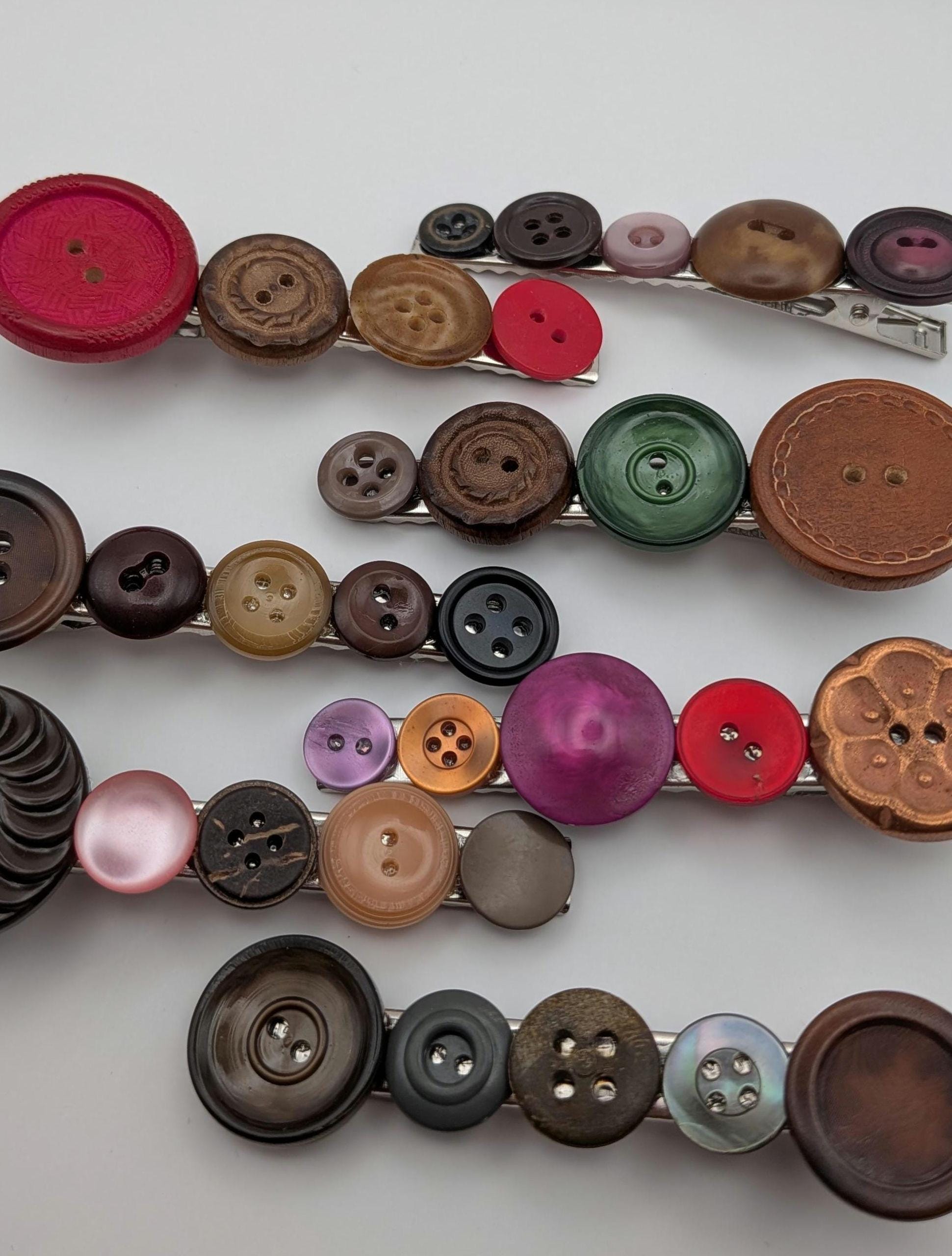 Vintage Button Hair Clip Set