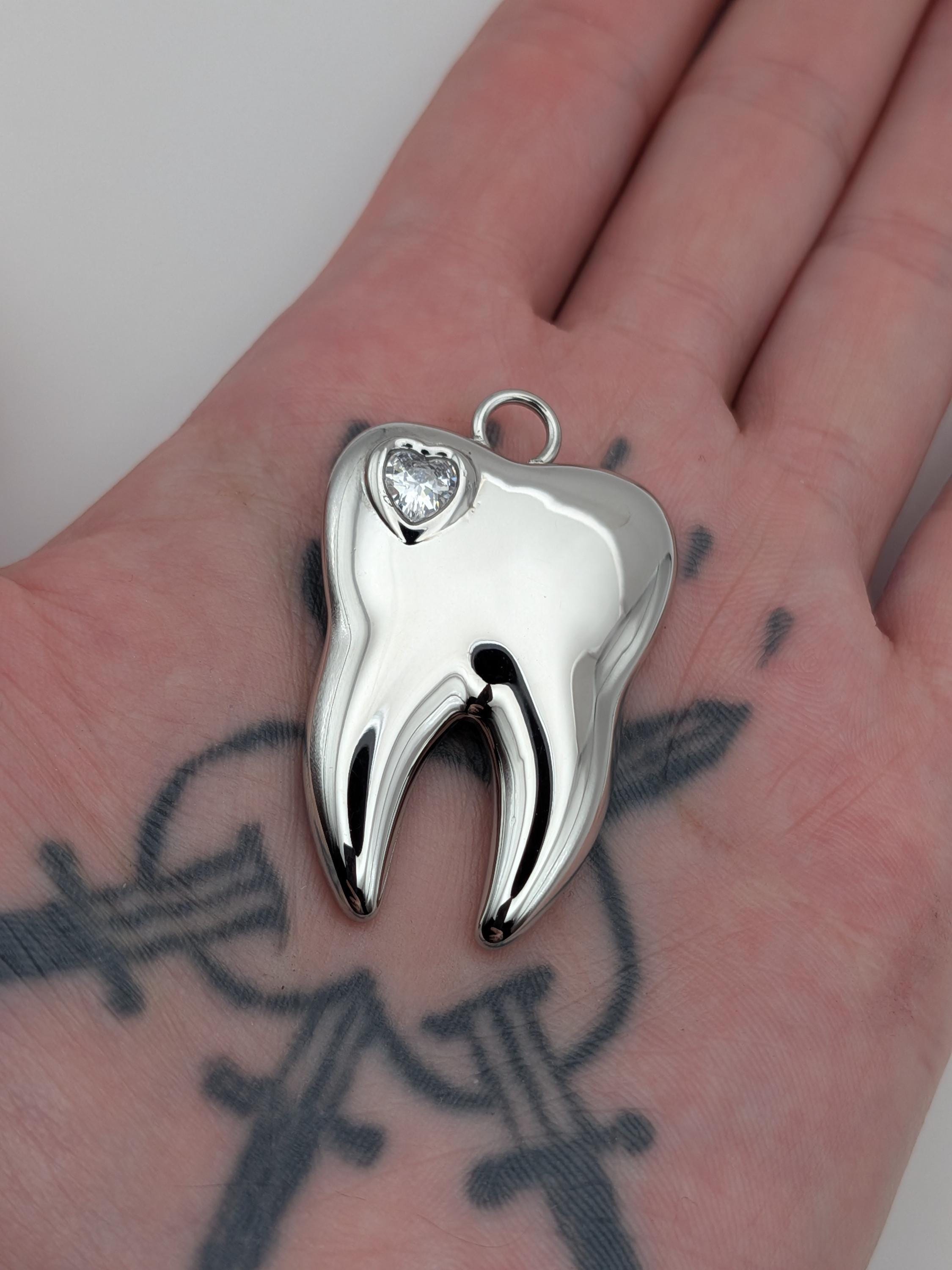 Solid Steel Tooth Pendant