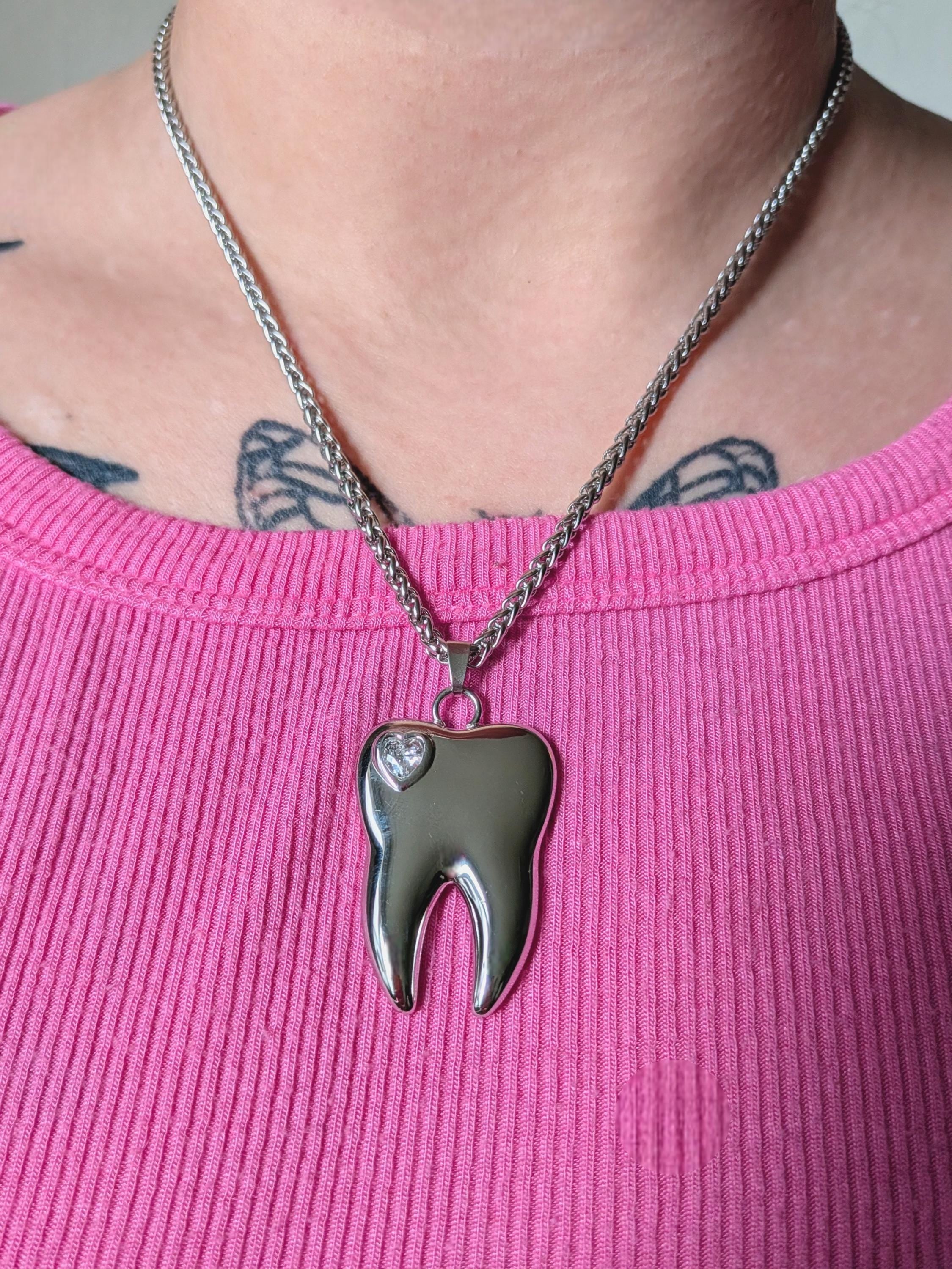Solid Steel Tooth Pendant