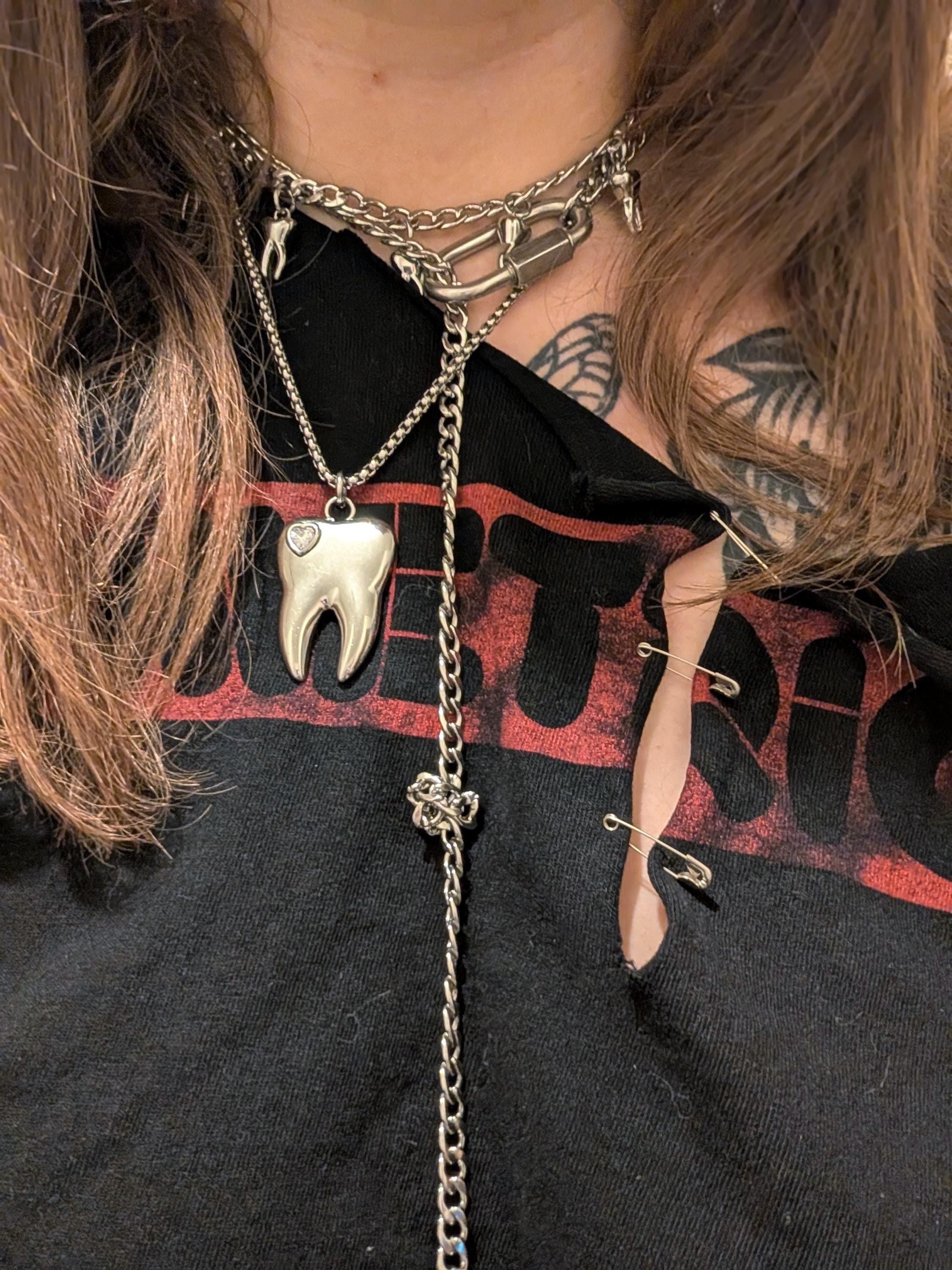 Solid Steel Tooth Pendant