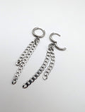 Stainless Steel Chain Tassel Hoop Earrings, Cuban Link Dangle Jewelry, Punk Grunge Goth Y2K Alternative