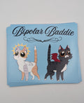 Bipolar Baddie Cat Art Sticker: Cute Angel & Devil Cat Vinyl Decal, Mental Health Awareness, Goth Kitty Sticker, Indoor Only